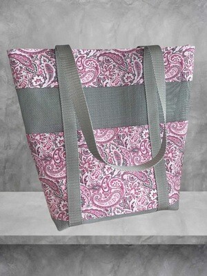 Tote Bag - Pink Paisley = Grey