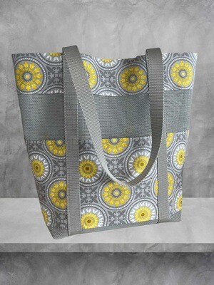 Tote Bag - Yellow + Grey Medallion