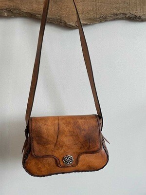 Real Leather Structured Large Purse with Pendant