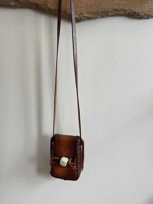 Real Leather Crossbody Bag with Soap Stone