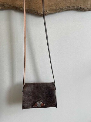 Real Leather Soft Purse - owl pendant