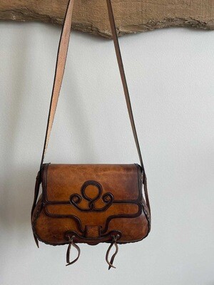 Real Leather Structured Large Purse with Carving