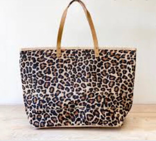 Leopard Carry All Jute Tote