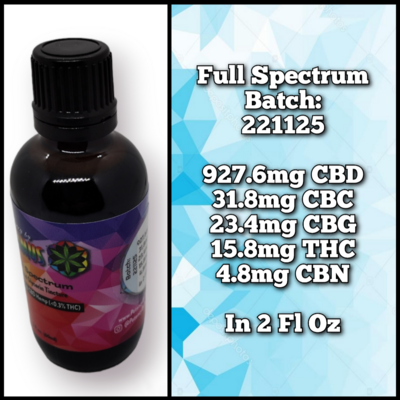 2 Oz Extra Strength Full Spectrum Topical CBD Glycerin Tincture (Batch:220816)
