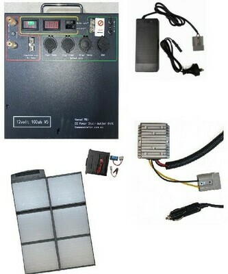 Complete Off Grid Lithium Power Bundle with Solar and AC/DC Chargers