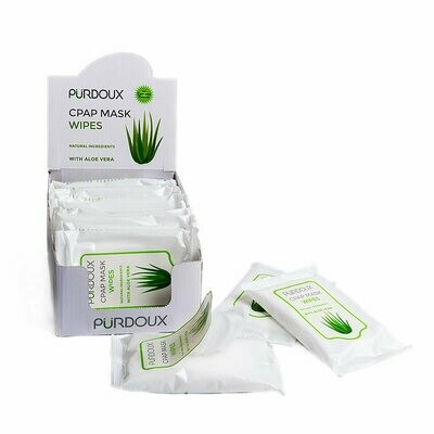 PURDOUX CPAP MASK WIPES TRAVEL PACK WITH ALOE VERA (UNSCENTED) 120 Wipes (12 sealed sachets of 10 wipes each) AU STOCK