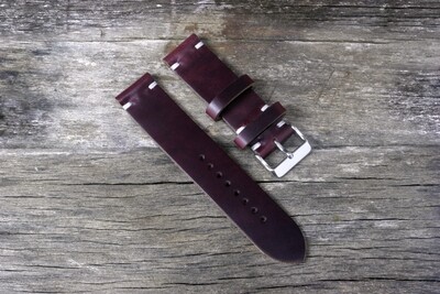 Horween Burgundy leather watch strap