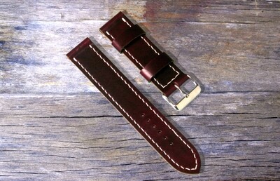 Horween Burgundy leather watch strap