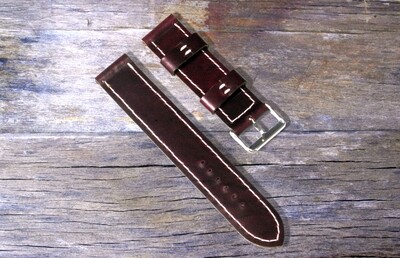 Horween Burgundy leather watch strap
