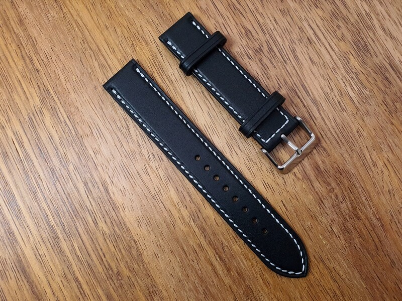 Australian Black Kangaroo leather padded watch strap
