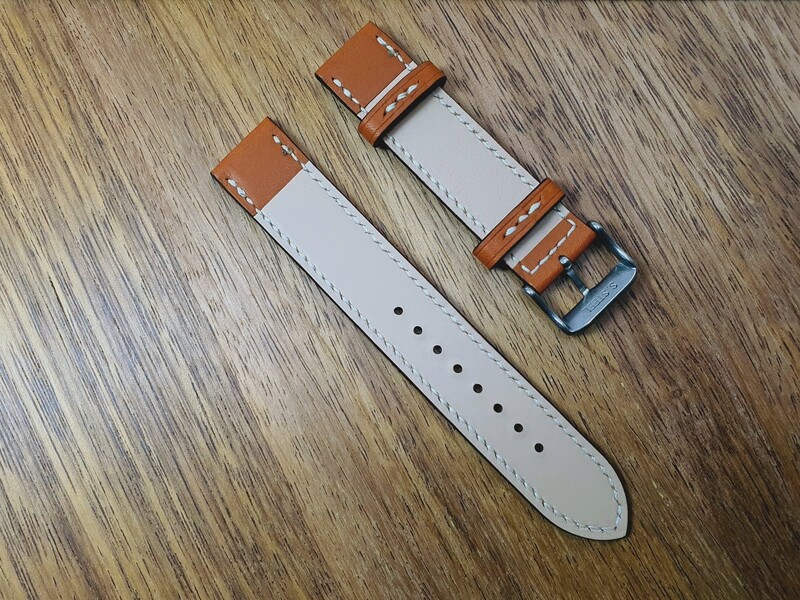 Australian Saddle Tan Kangaroo leather padded watch strap