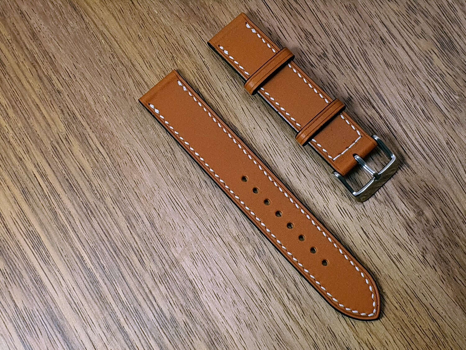 Australian Saddle Tan Kangaroo lined leather watch strap