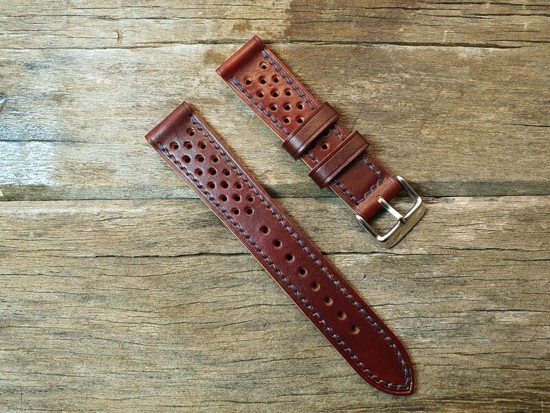 Australian hand dyed leather rally strap