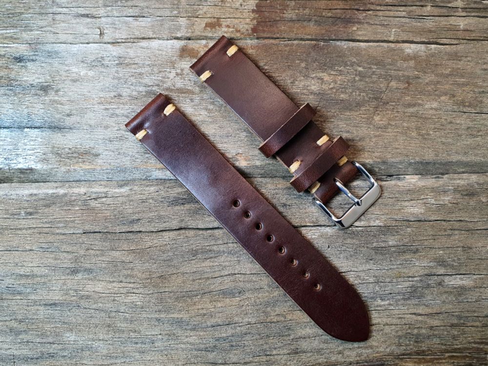 Horween Brown leather watch strap