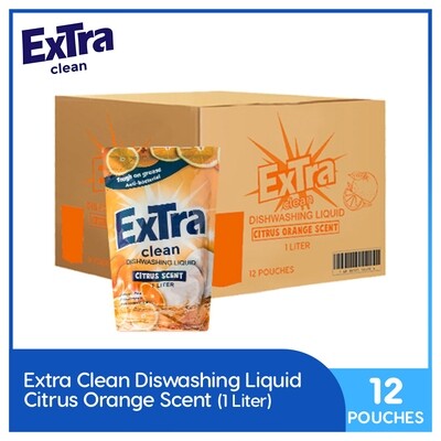 Extra Clean Citrus Orange Scent Dishwashing Liquid 1L (Pouch) ( 1 Case)