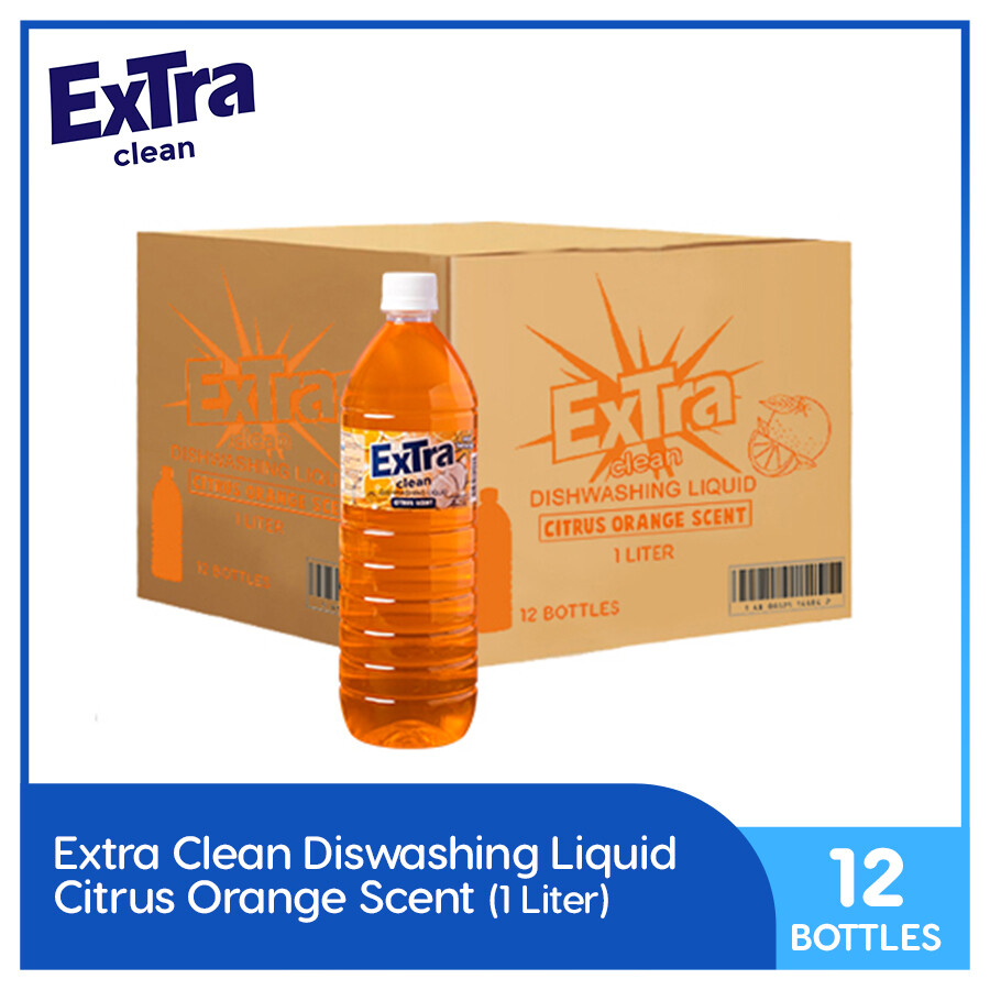 Extra Clean Citrus Orange Scent Dishwashing Liquid 1L (Bottle) (1 Case)