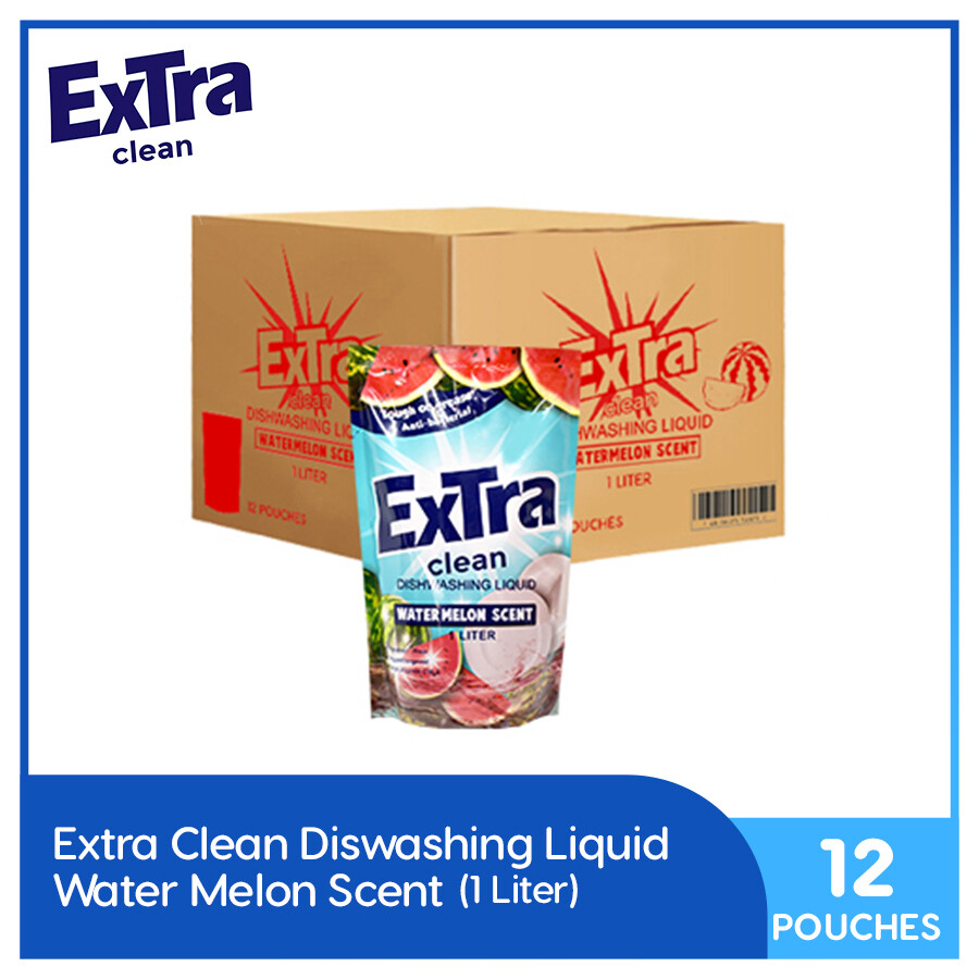 Extra Clean Watermelon Scent Dishwashing Liquid 1L (Pouch) ( 1 Case)