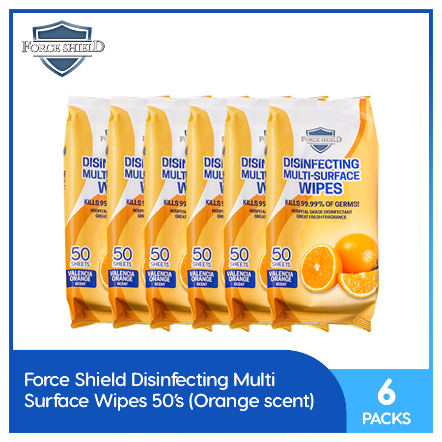 Forceshield Valencia Orange Scent Disinfecting Multi-Surface Wipes 50's (6 PACKS)