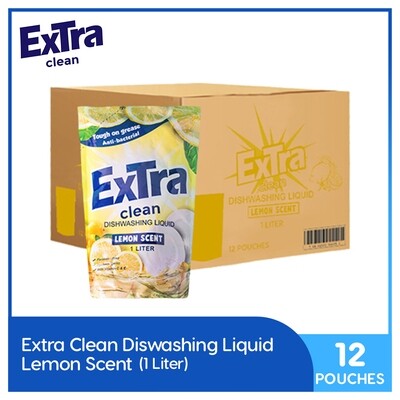 Extra Clean Lemon Scent Dishwashing Liquid 1L (Pouch) ( 1 Case)