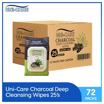 Uni-Care Charcoal Deep Cleansing Wipes 25's (1 Case)