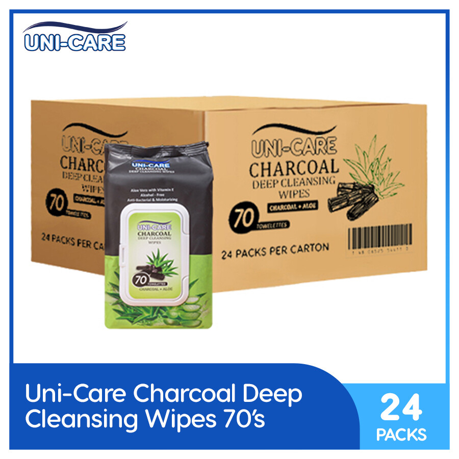 Uni-Care Charcoal Deep Cleansing Wipes 70's (1 Case)