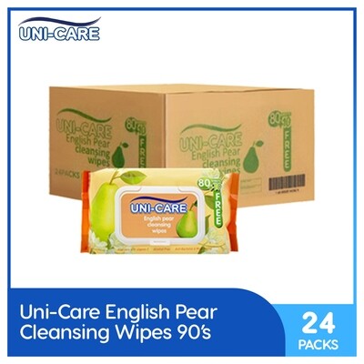 Uni-Care English Pear Cleansing Wipes 90's (1 Case)