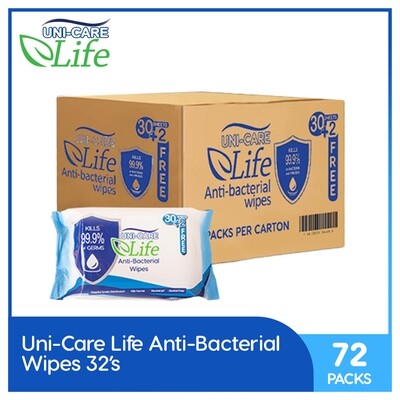 Uni-Care Life Anti-Bacterial Wipes 32's (1 Case)