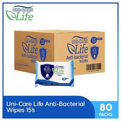 Uni-Care Life Anti-Bacterial Wipes 15's (1 Case)