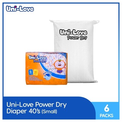 Uni-Love Powerdry Baby Diaper 40's (Small) - 6 PACKS