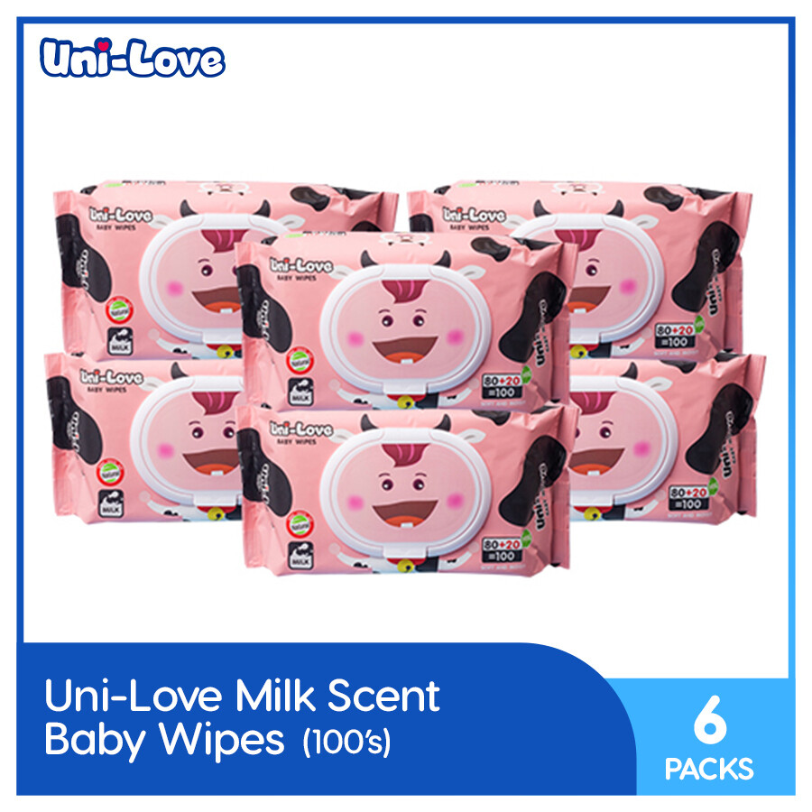 UniLove Milk Scent Baby Wipes 100's (6 PACKS)