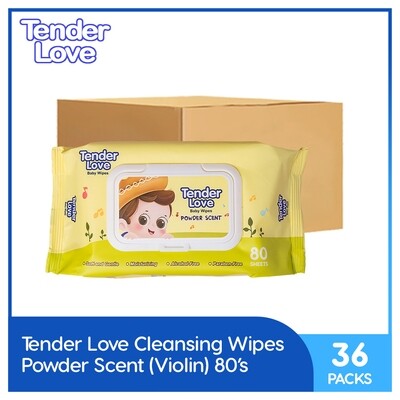 Tender Love New Powder Scent Baby Wipes (Violin) 80's (1 case - 36 Packs)