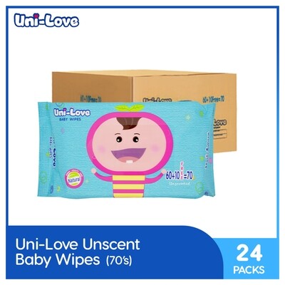 UniLove Unscented Baby Wipes 70's (1 Case)