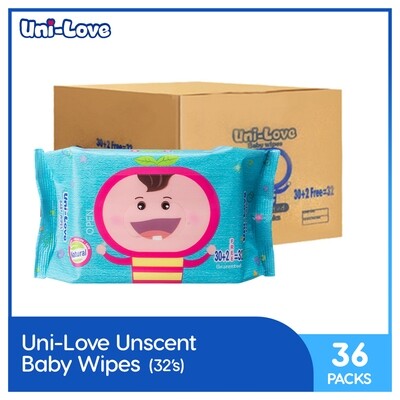 UniLove Unscented Baby Wipes 32's (1 Case)