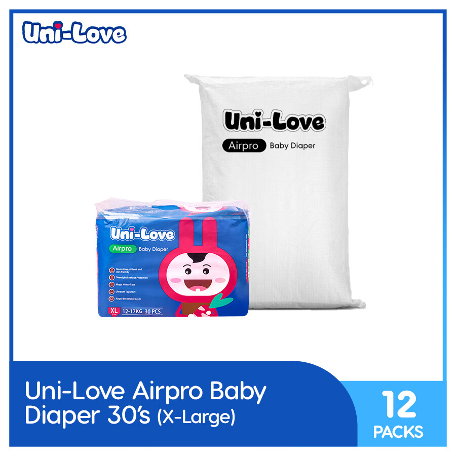 UniLove Airpro Baby Diaper 30's (X-Large) (12 PACKS)