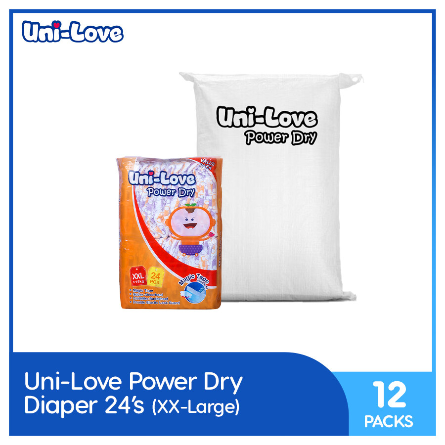 Uni-Love Powerdry Baby Diaper 24's (XX-Large) -12 PACKS
