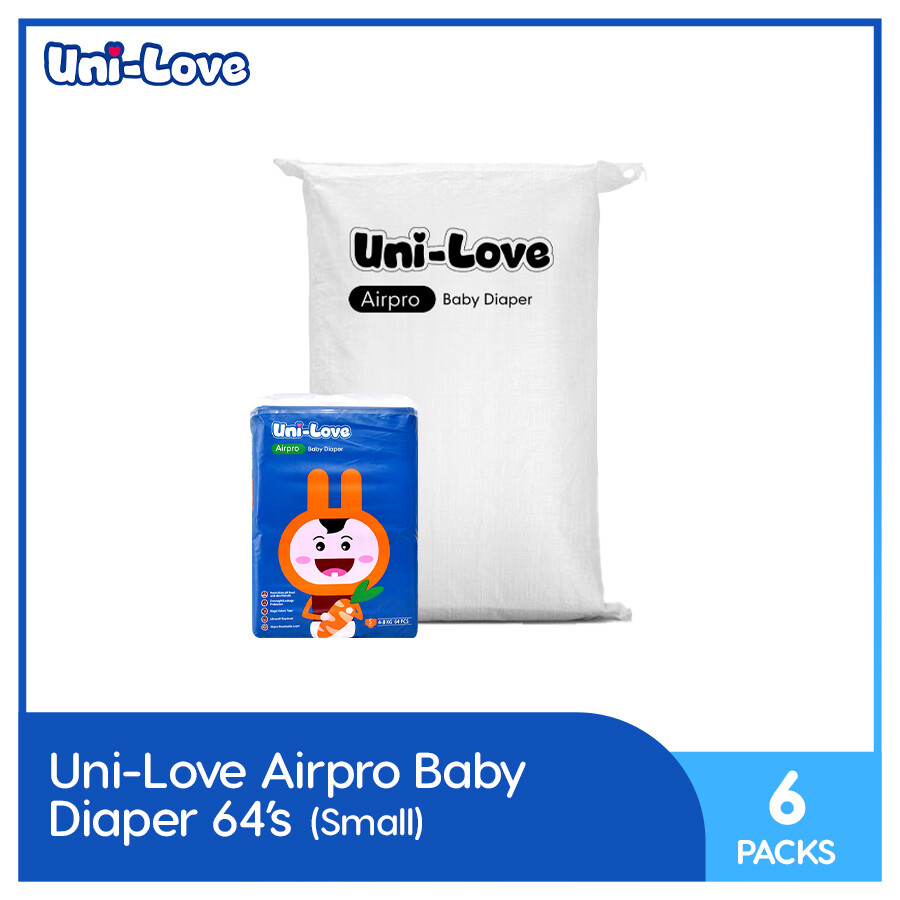 Uni-Love Airpro Baby Diaper Big Pack 64's (Small) Pack of 6