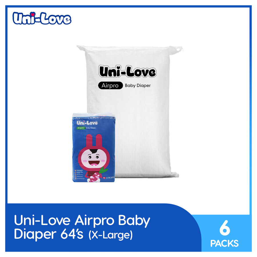 Uni-Love Airpro Baby Diaper Big Pack 64's (X-Large) Pack of 6