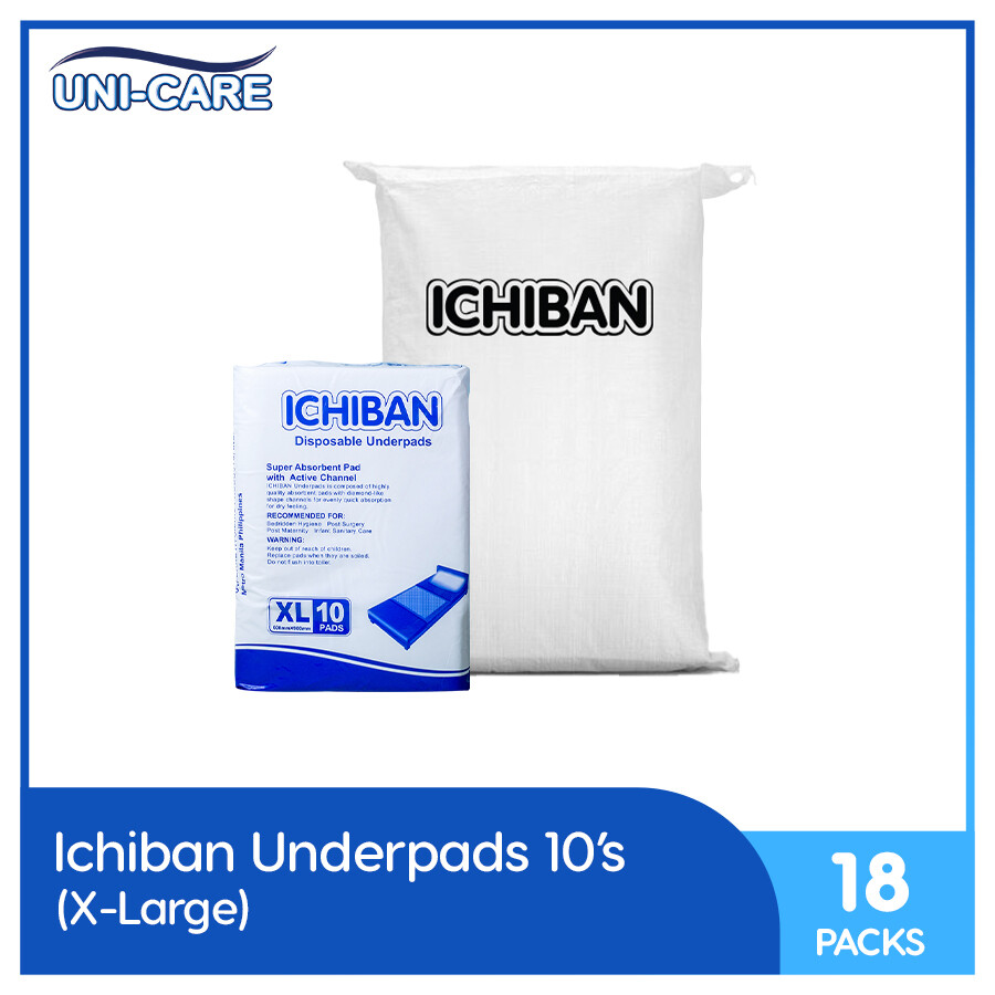 White Ichiban Disposable Underpads 10's (XL) Pack of 18