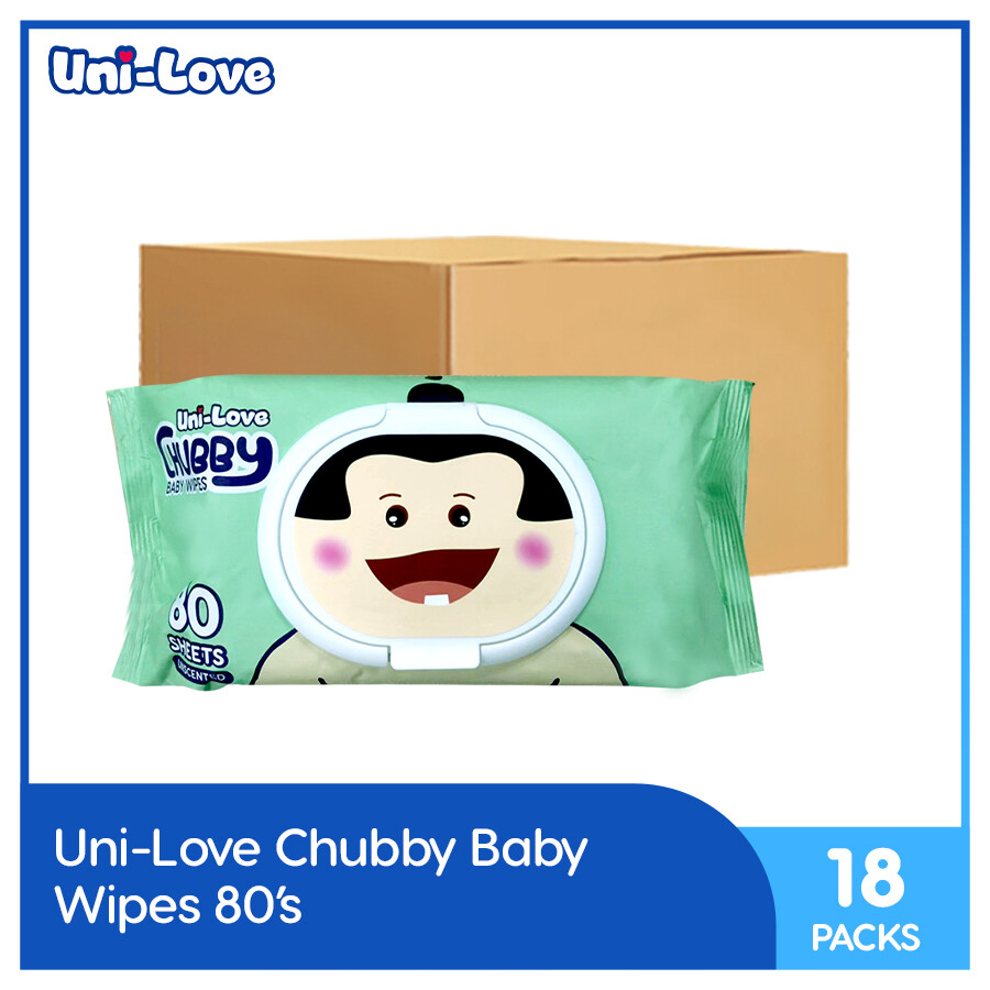 UniLove Chubby Baby Wipes (Sumo) 80's Pack of 18 (1 Case)