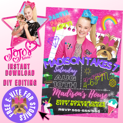 JoJo Siwa Birthday Invitation