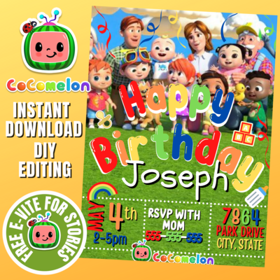 CoComelon Digital Birthday Invitation