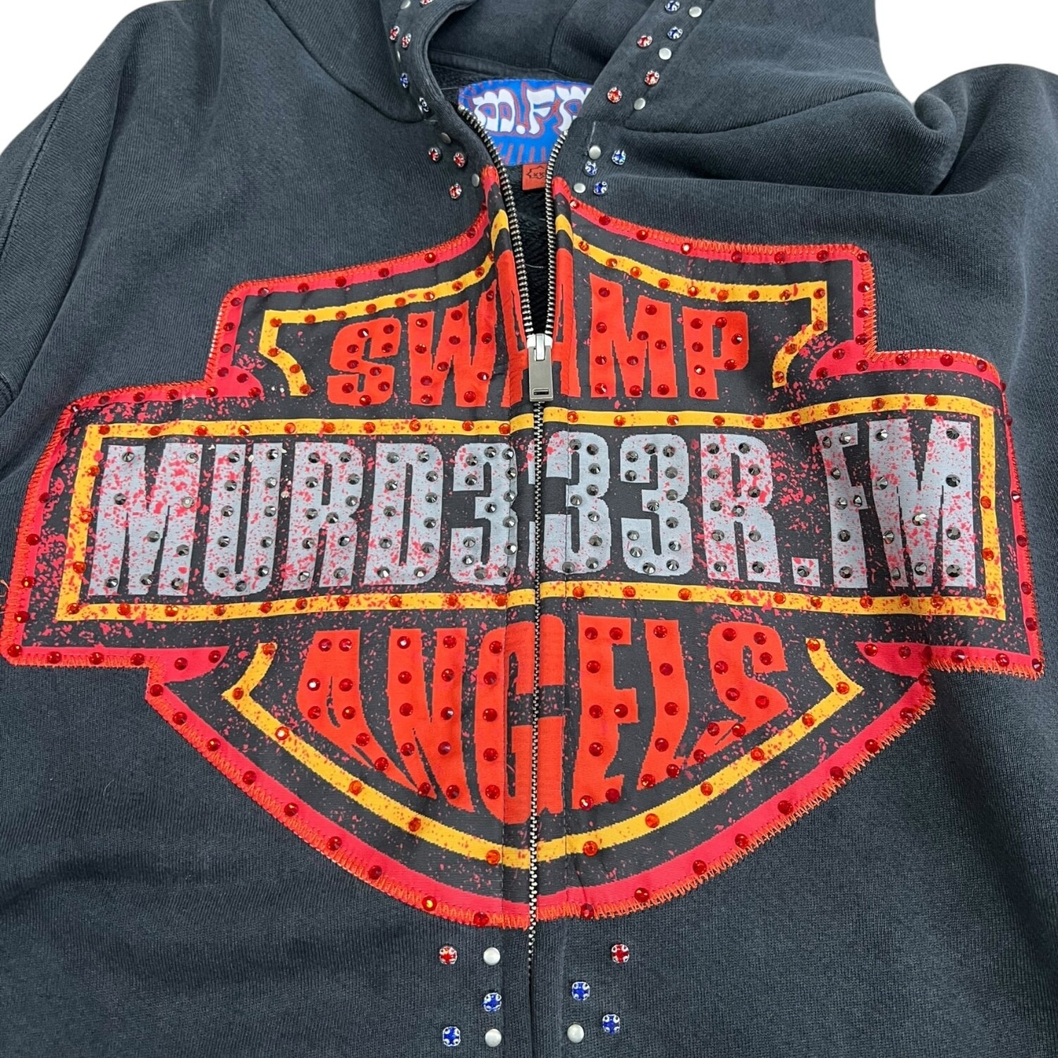 Sweat à Capuche Murd333r.FM Chop333r - Fermeture éclair Noire - Taille L - Occasion Très Bon état