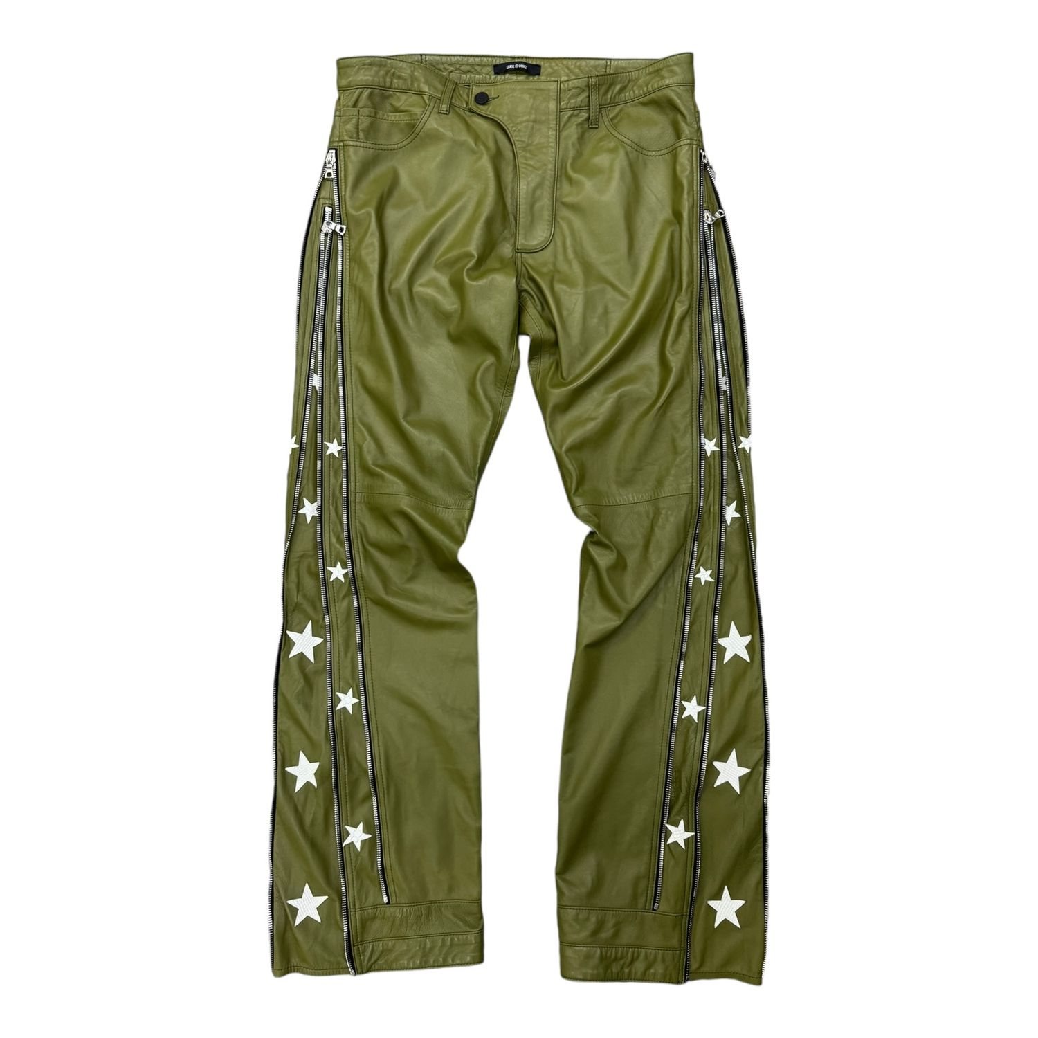 CD-38-LEATHER STAR PATCH ZIPPER FLARE