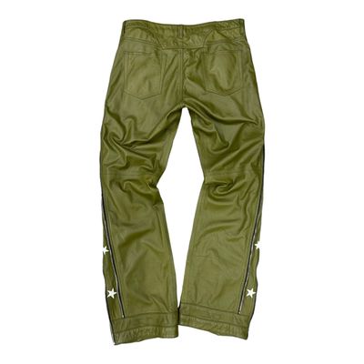 CD-38-LEATHER STAR PATCH ZIPPER FLARE