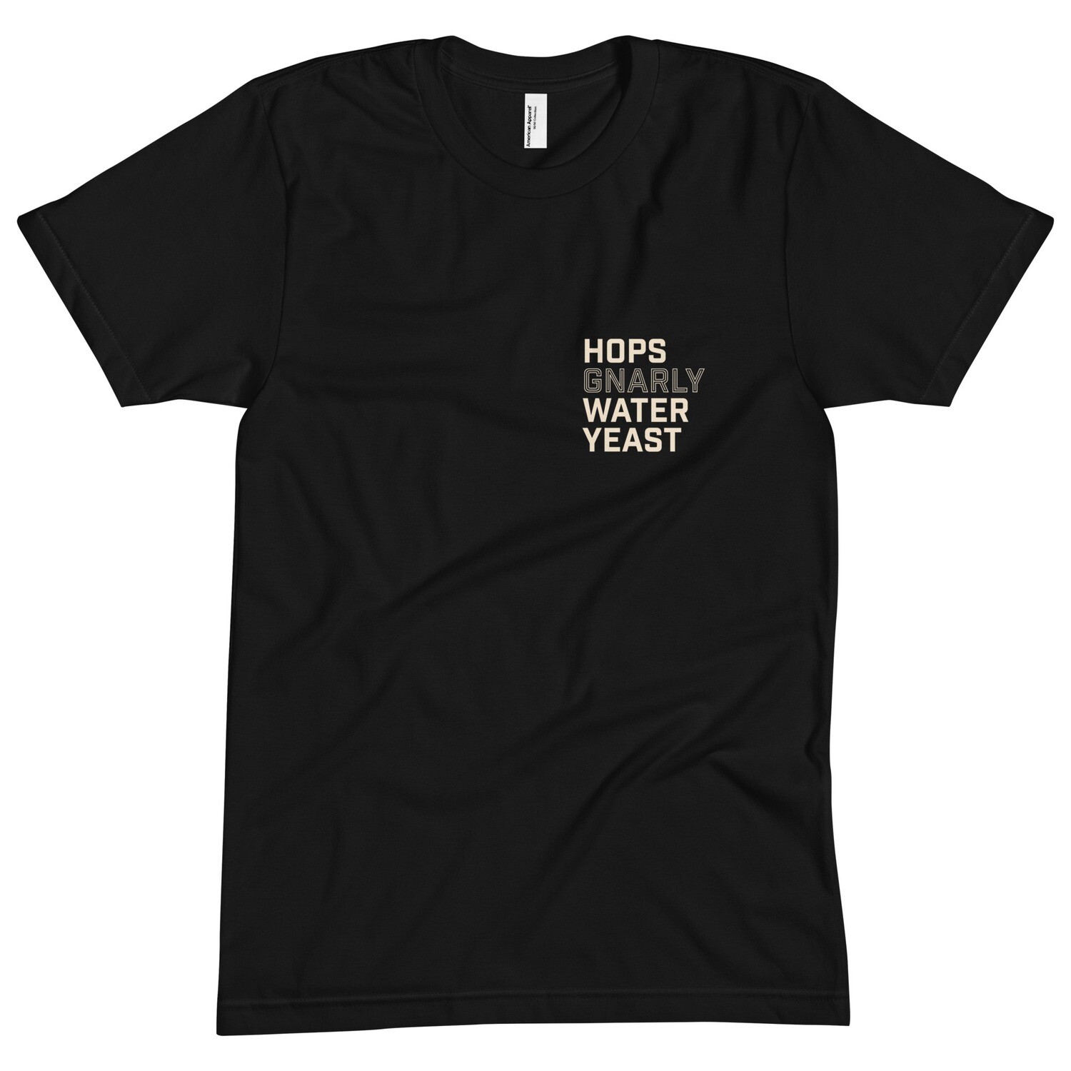 Hops, Gnarly, Water, Yeast Tee, Color: Black, Size: S