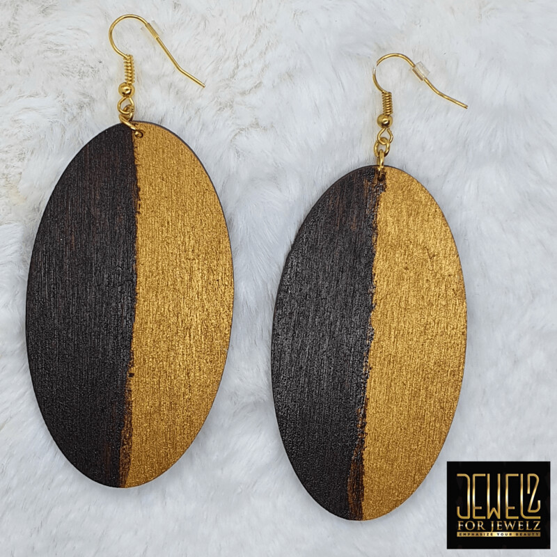 Oval donkerhout - metallic gold