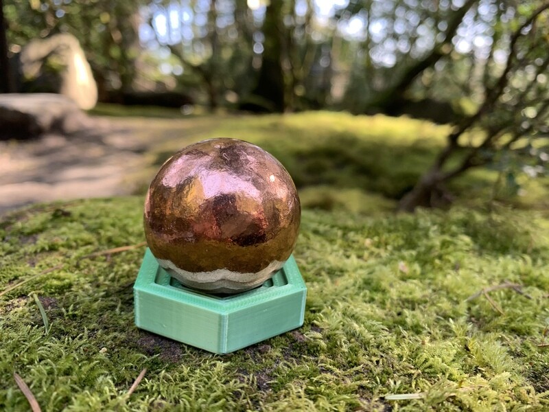 COPPER Orb - Solo Crystal w/ 3D printed stand (small)