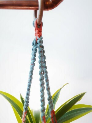 Green and Orange Macrame Plant Holder