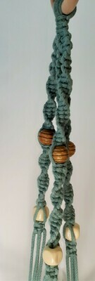Green Macrame Plant Holder with Beads