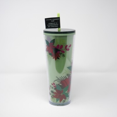 STARBUCKS Green Floral Bloom Color Changing Cold Cup
